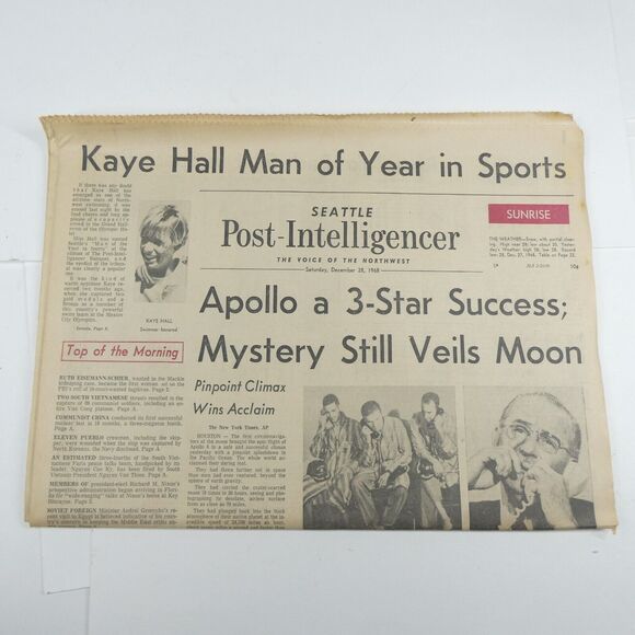 1968 Apollo 8 Moon Newspapers Lot Seattle Post-Intelligencer Vintage Space Race - Picture 13 of 13